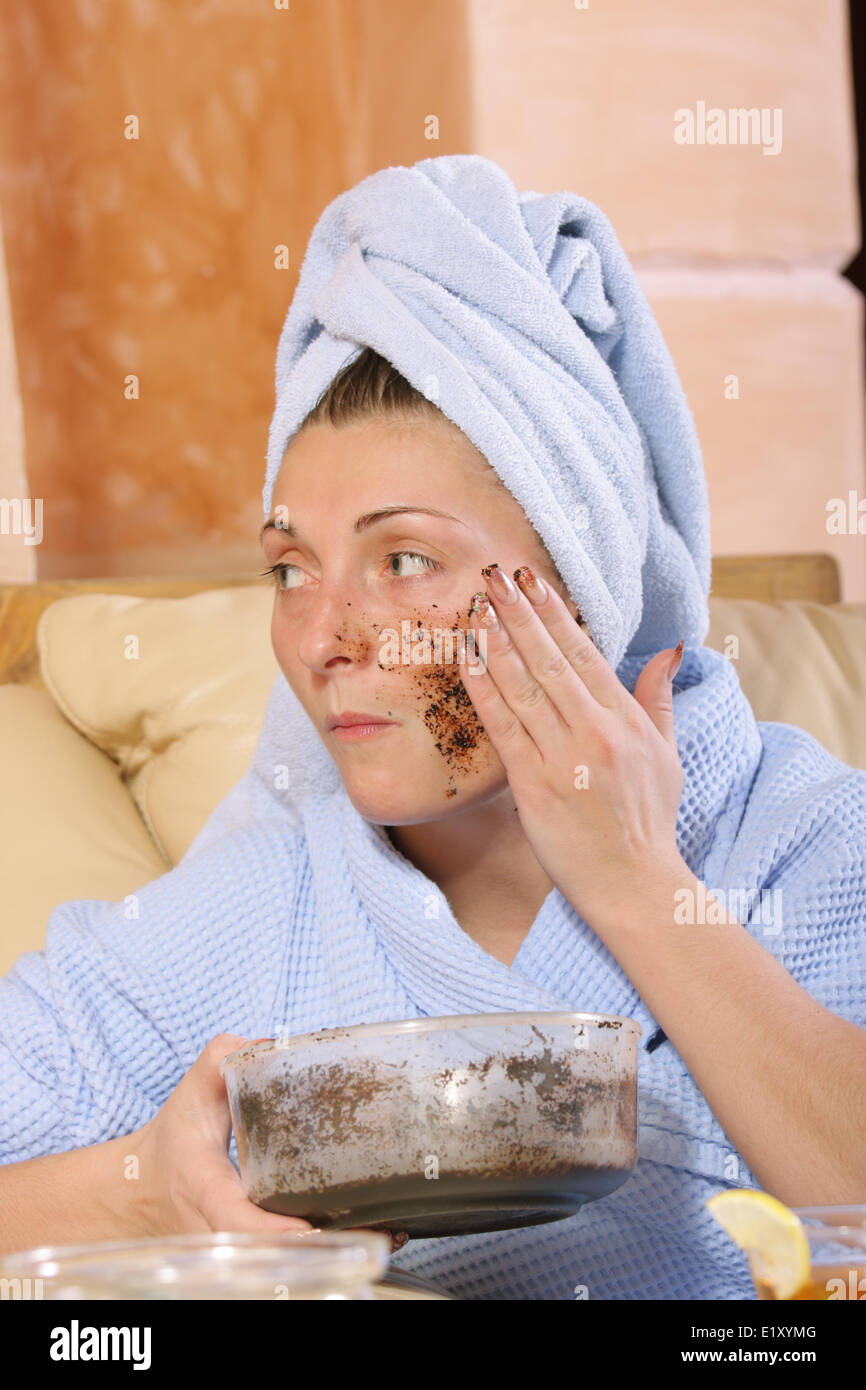 Laying face pack Stock Photo