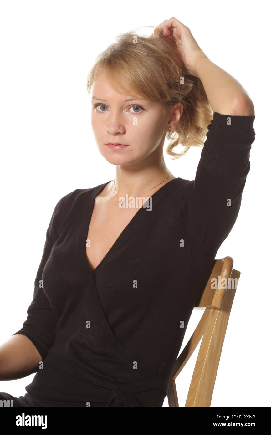 Combining hair into bun Stock Photo