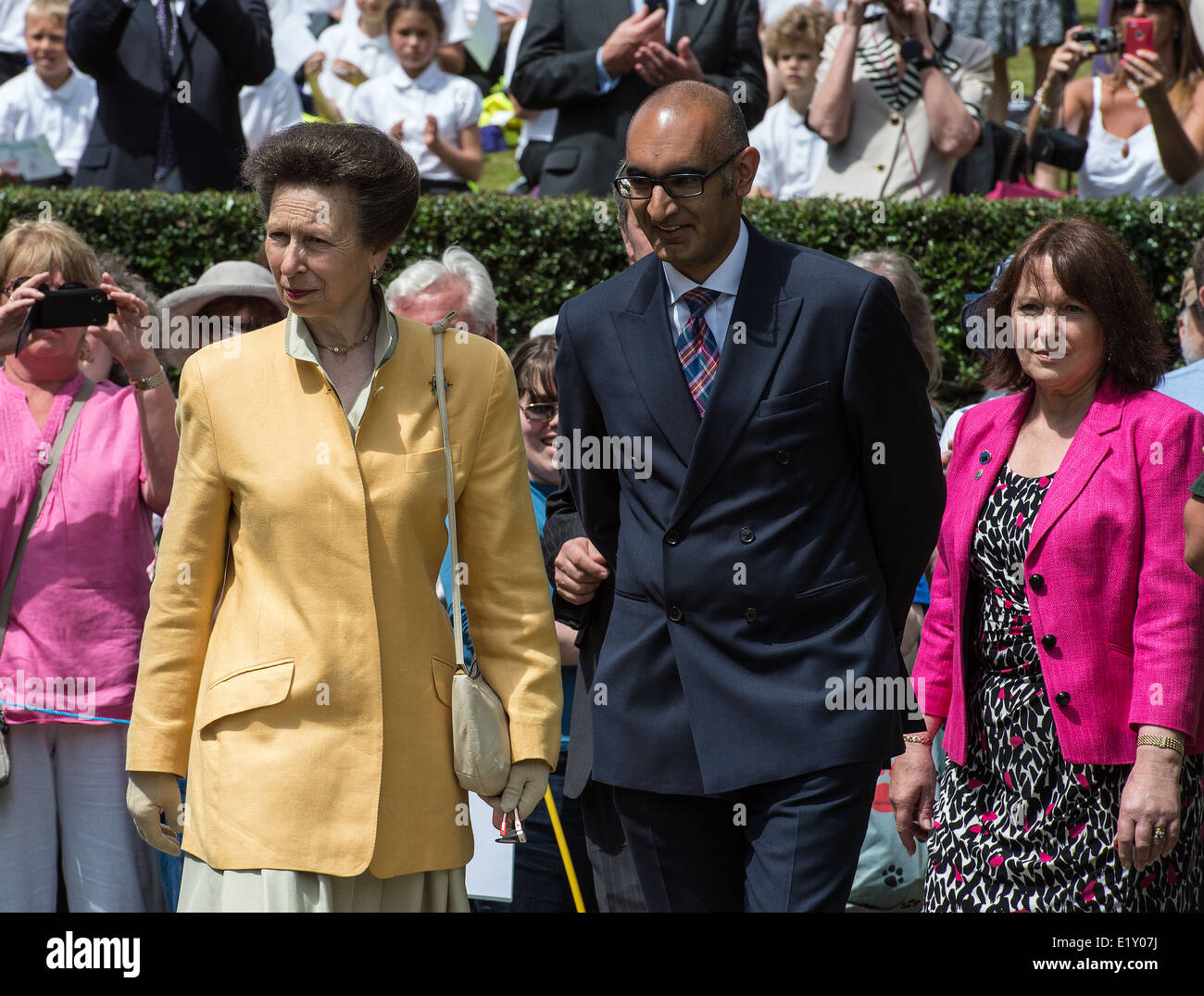 HRH the Princess Royal arrives in East Grinstead accompanied by Jacquie Pinney the CEO of Blond McIndoe Stock Photo