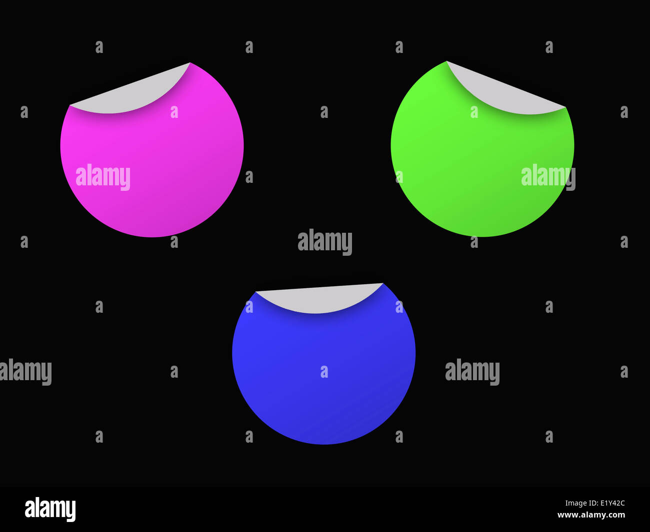 three colored stickers Stock Photo - Alamy