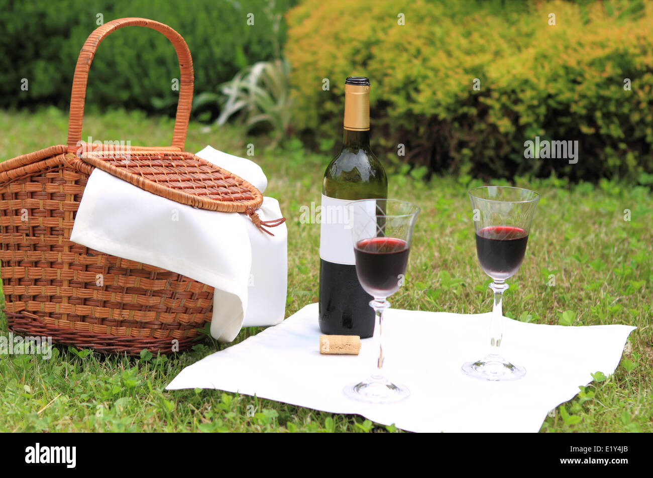 Picnic with wine Stock Photo - Alamy