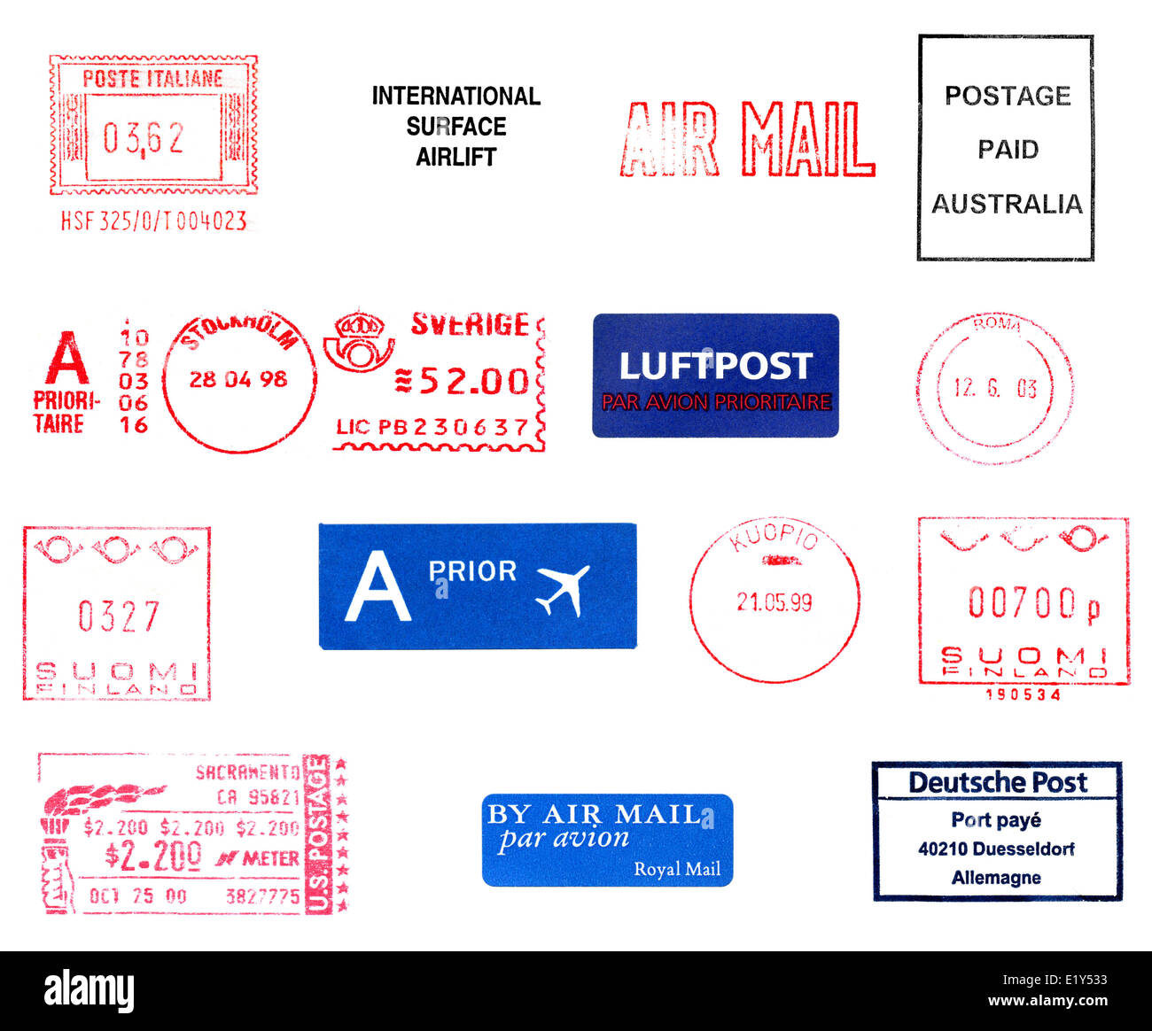 Postage meters stamps Stock Photo Alamy