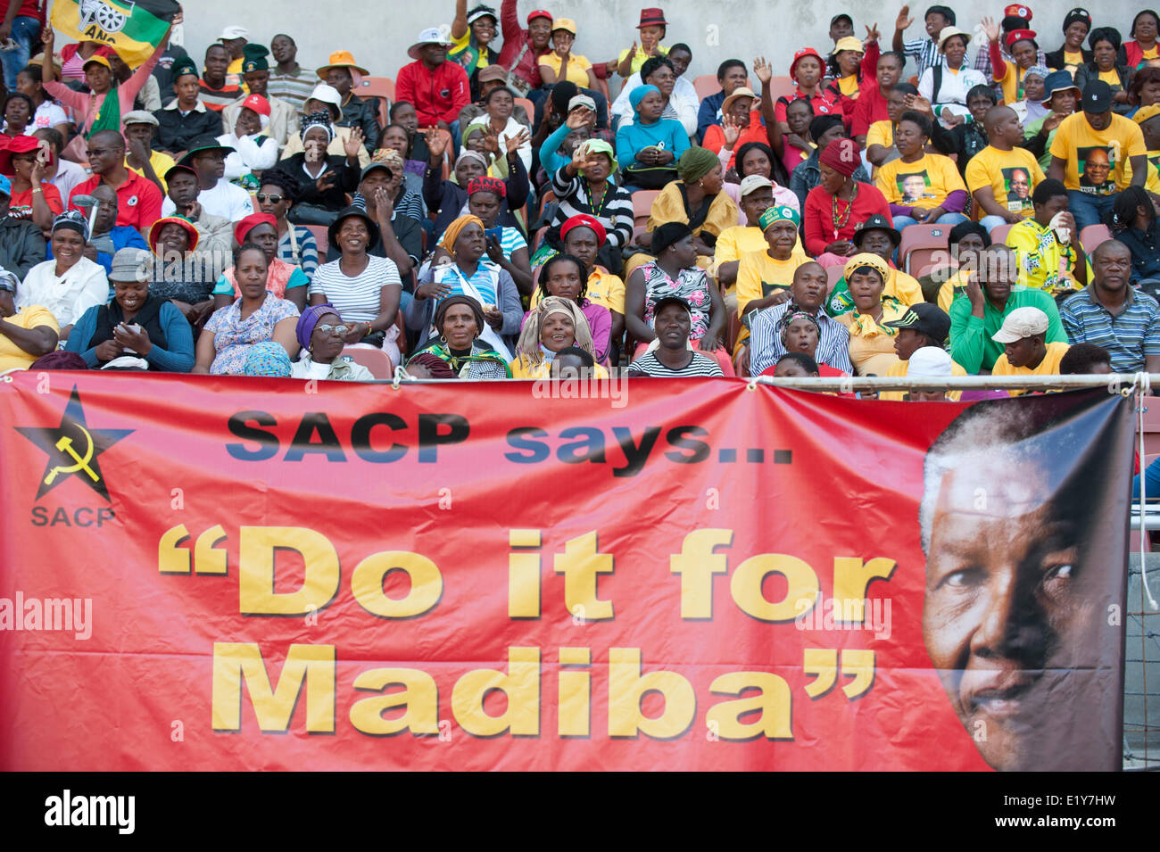 ANC/COSATU/SACP supporters at the COSATU/ANC May Day celebrations at Peter Mokaba stadium, Polokwane on 1 May 2014. Stock Photo