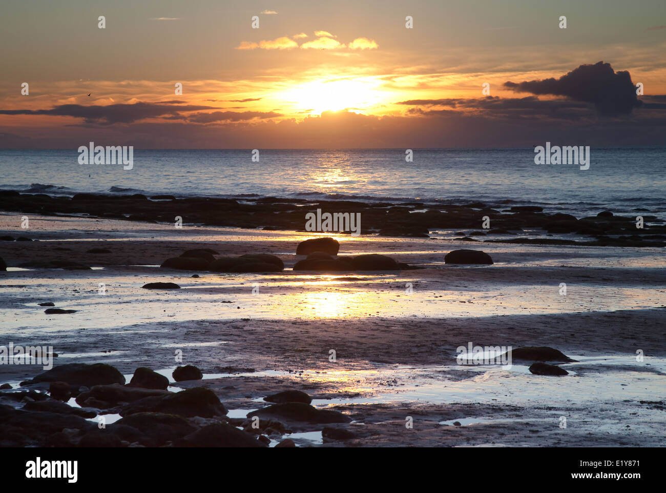 Hunstanton sunset over The Wash, West Norfolk Stock Photo