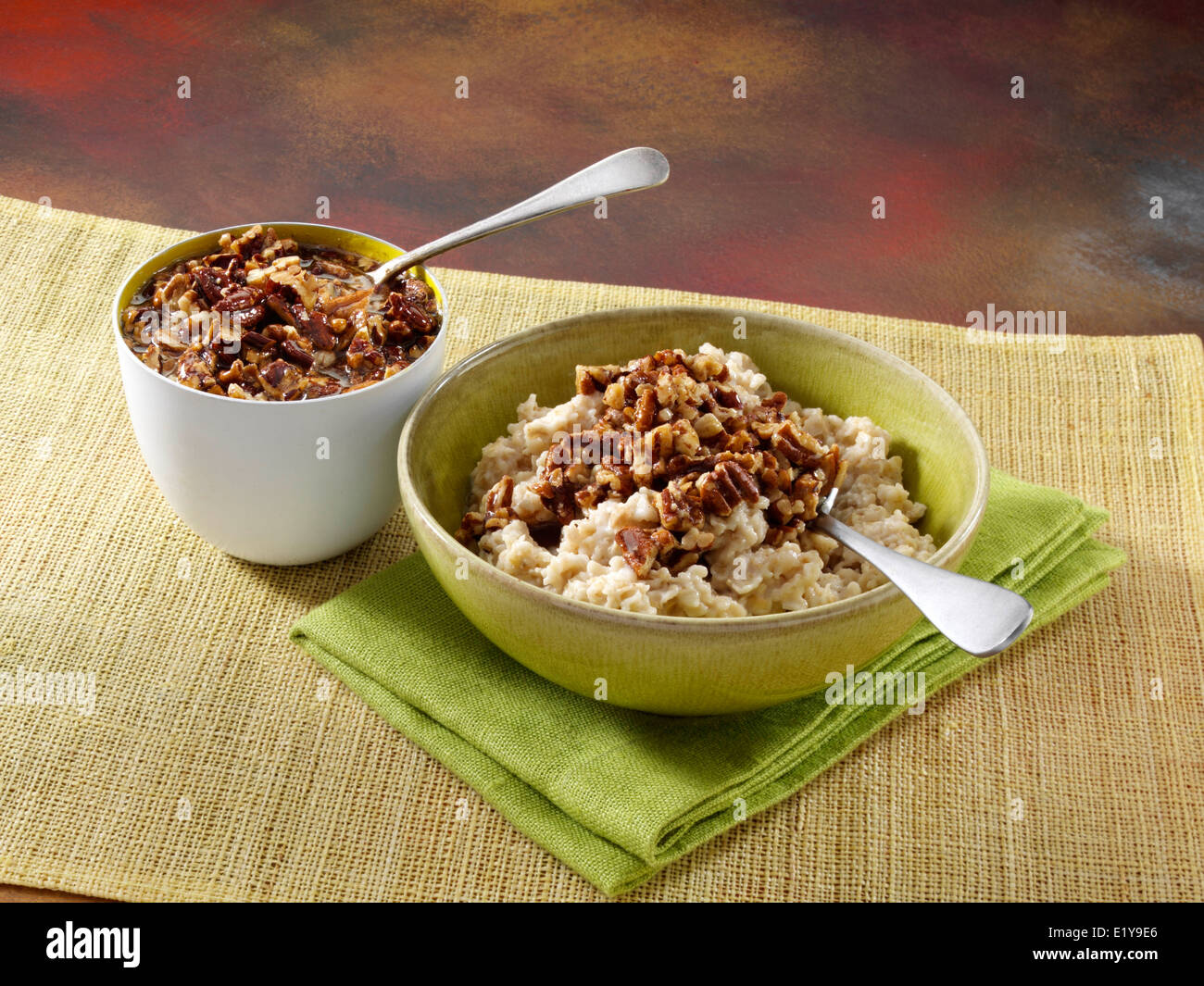 Honey nut topping on porridge Stock Photo Alamy