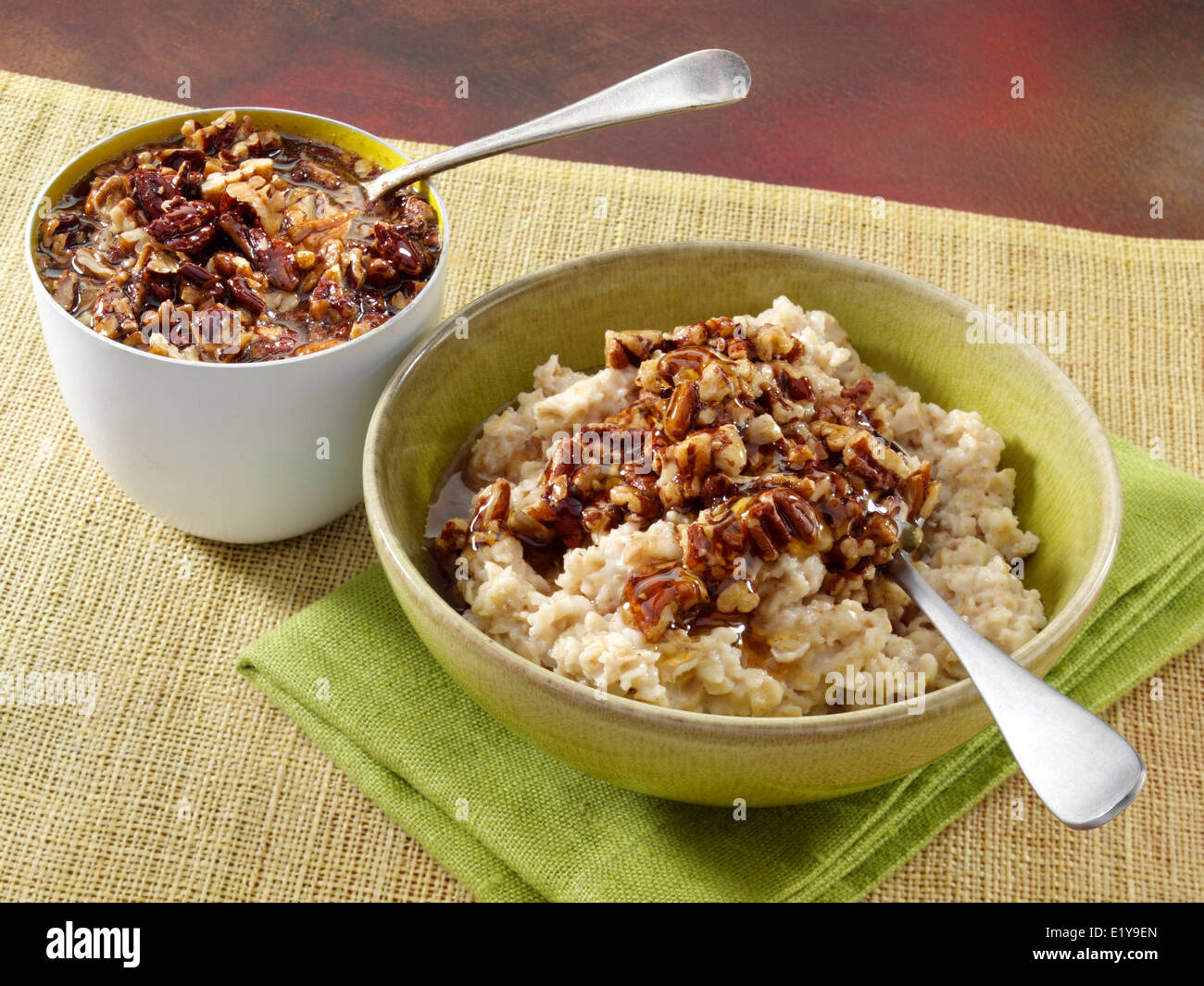 Honey nut topping on porridge Stock Photo Alamy