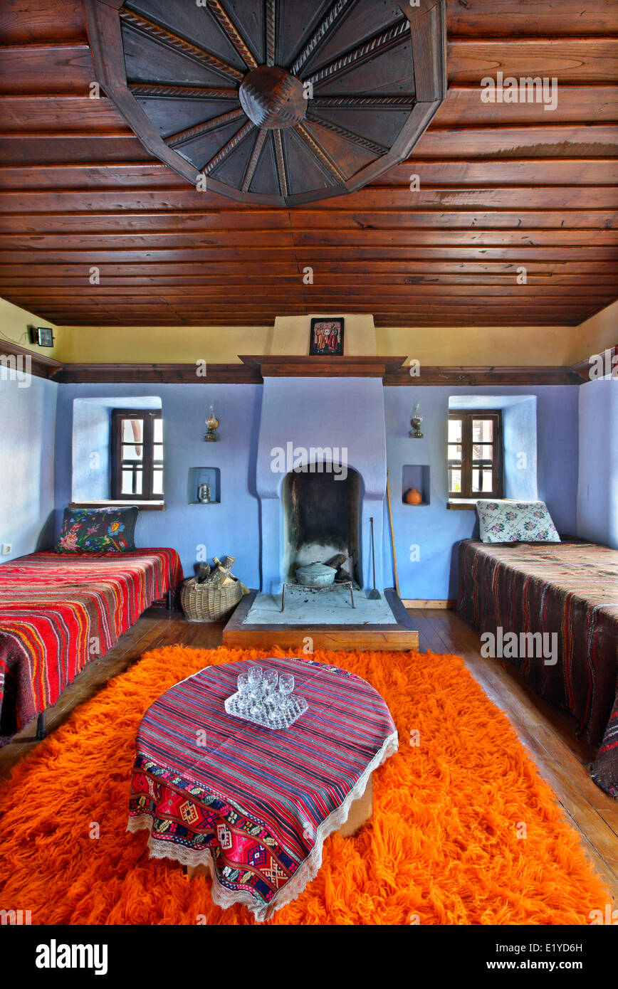 Typical interior of old Macedonian house. Folklore Museum of Arnaia