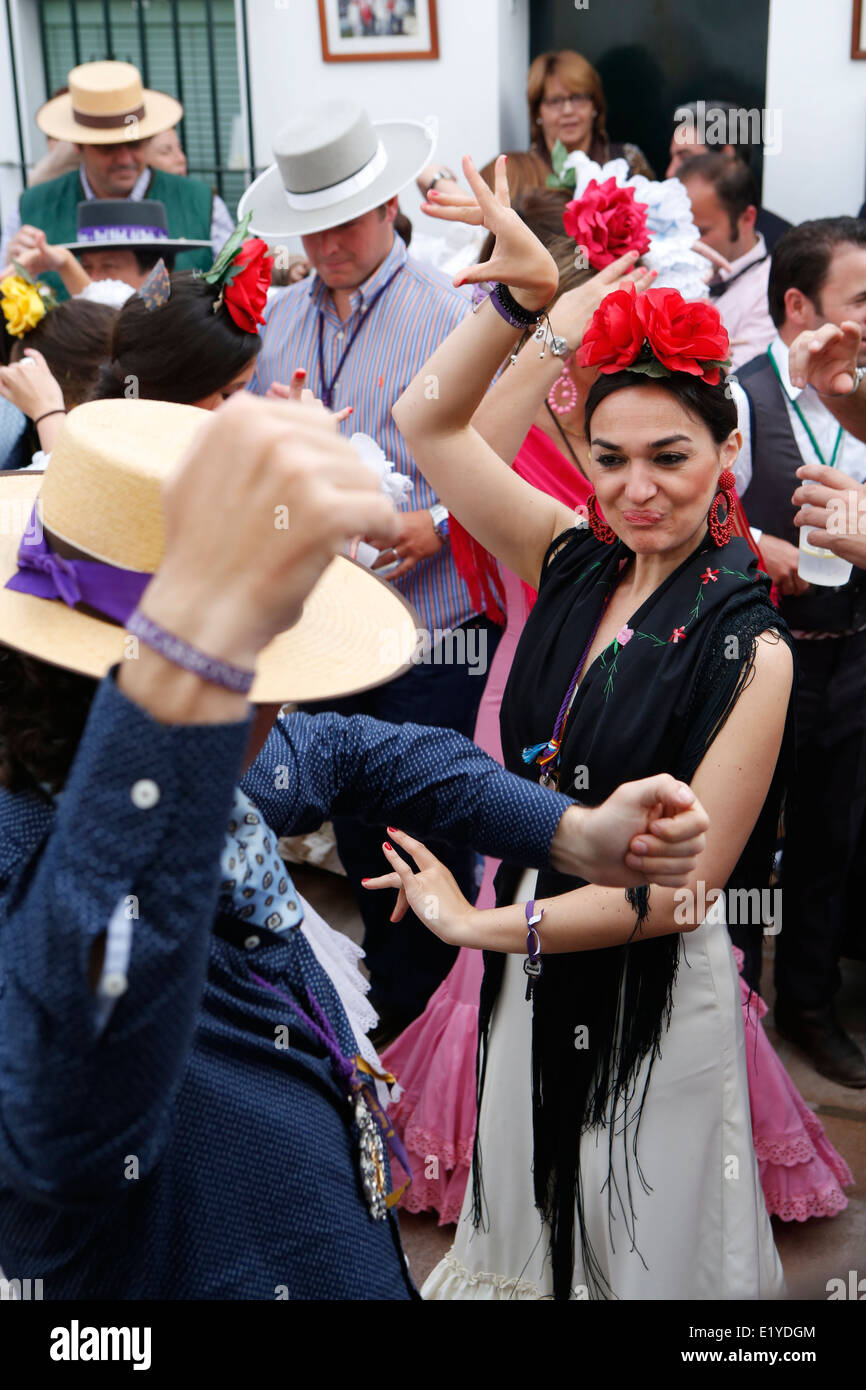 Spanish woman flamenco dancing with a man in southern Spain Stock Photo