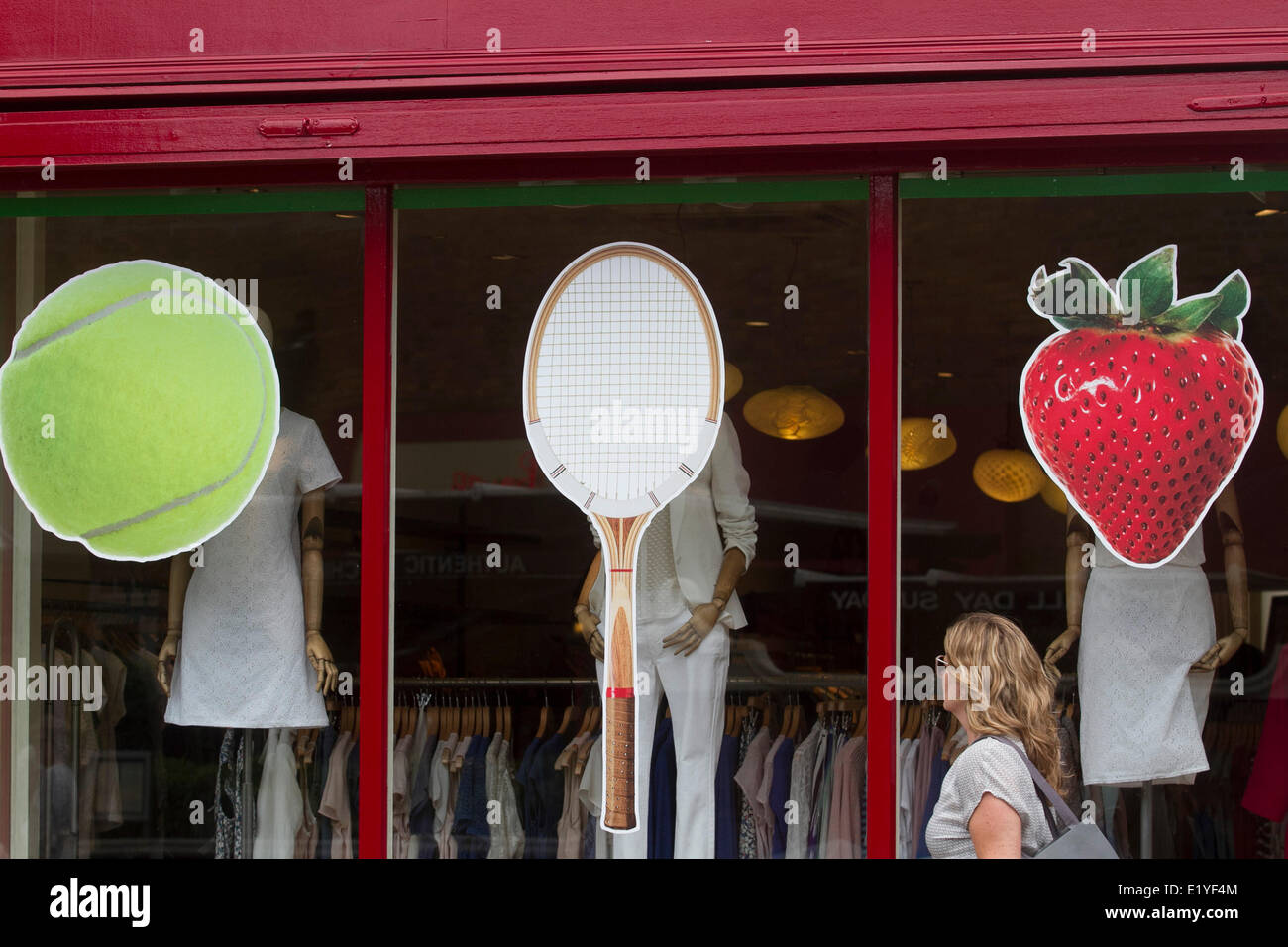 Wimbledon London, 11th June 2014. Shops and restaurants in Wimbledon