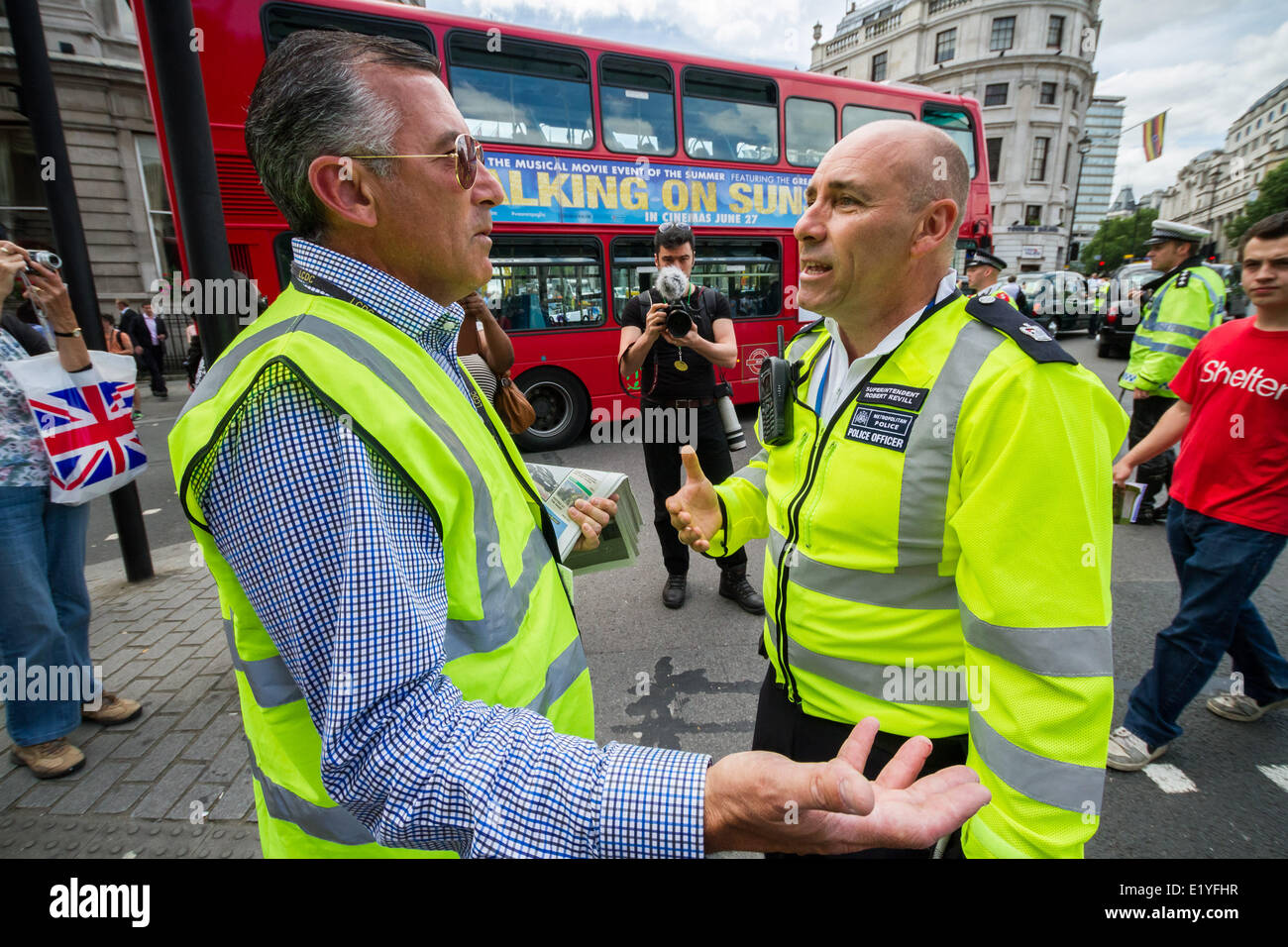 London, UK. 11th June, 2014. Taxi driver protest against Uber app in central London Credit:  Guy Corbishley/Alamy Live News Stock Photo