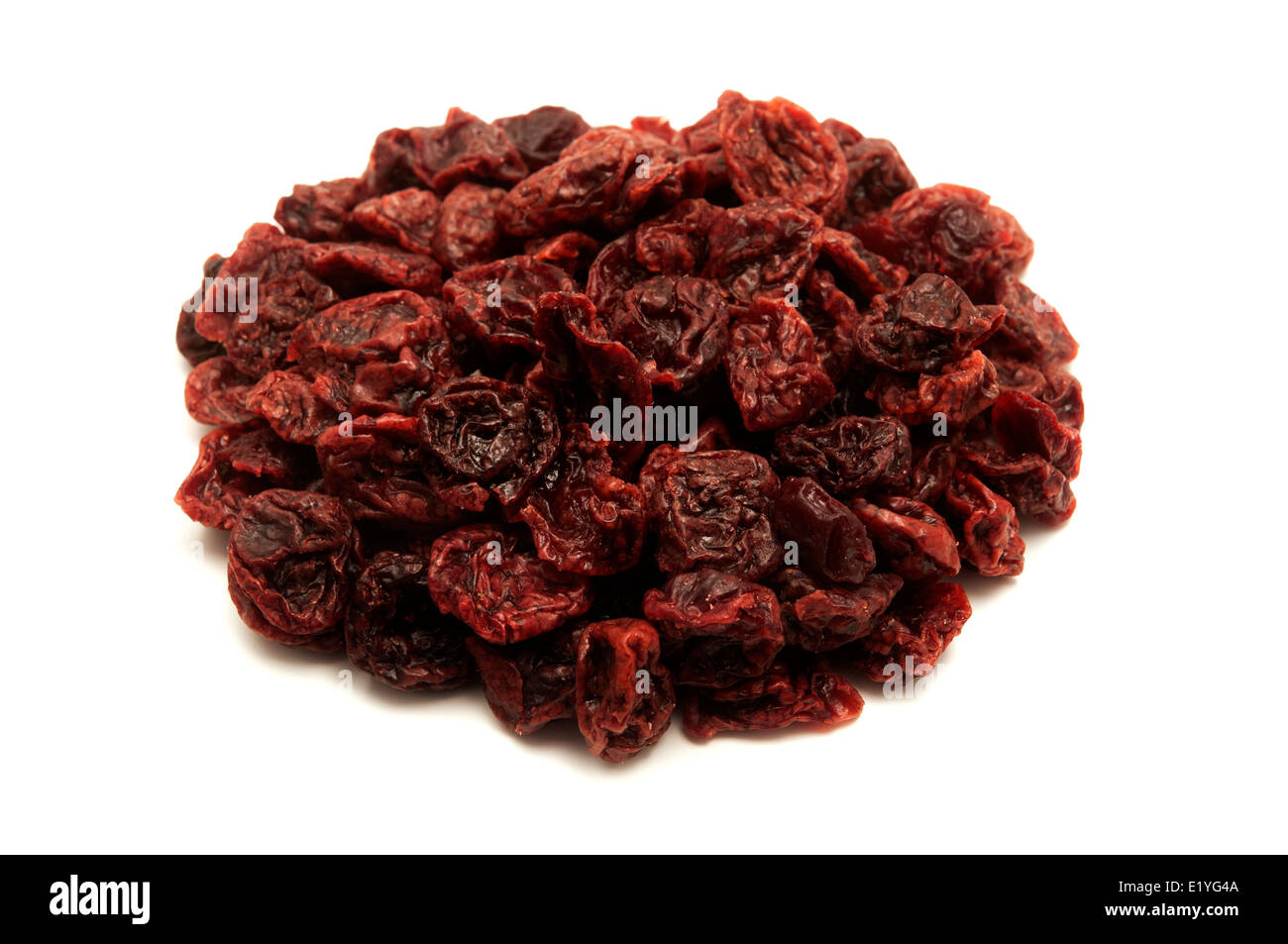 Dried sour cherries on a white background Stock Photo Alamy