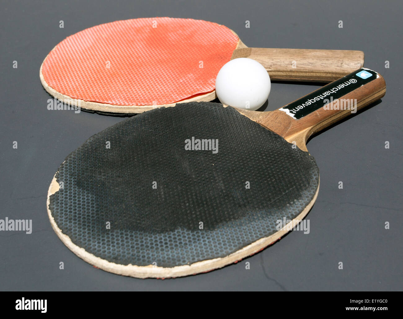 Table tennis bats and ball, London Stock Photo Alamy