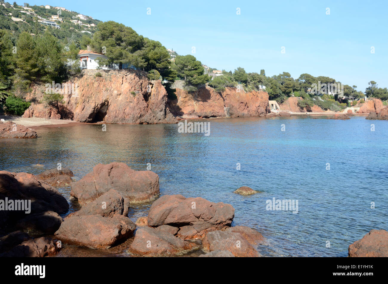 Anthéor Beach and Cove on the Corniche d'Or Rocky Coast near Saint Raphaël Côte d'Azur French Riviera France Stock Photo