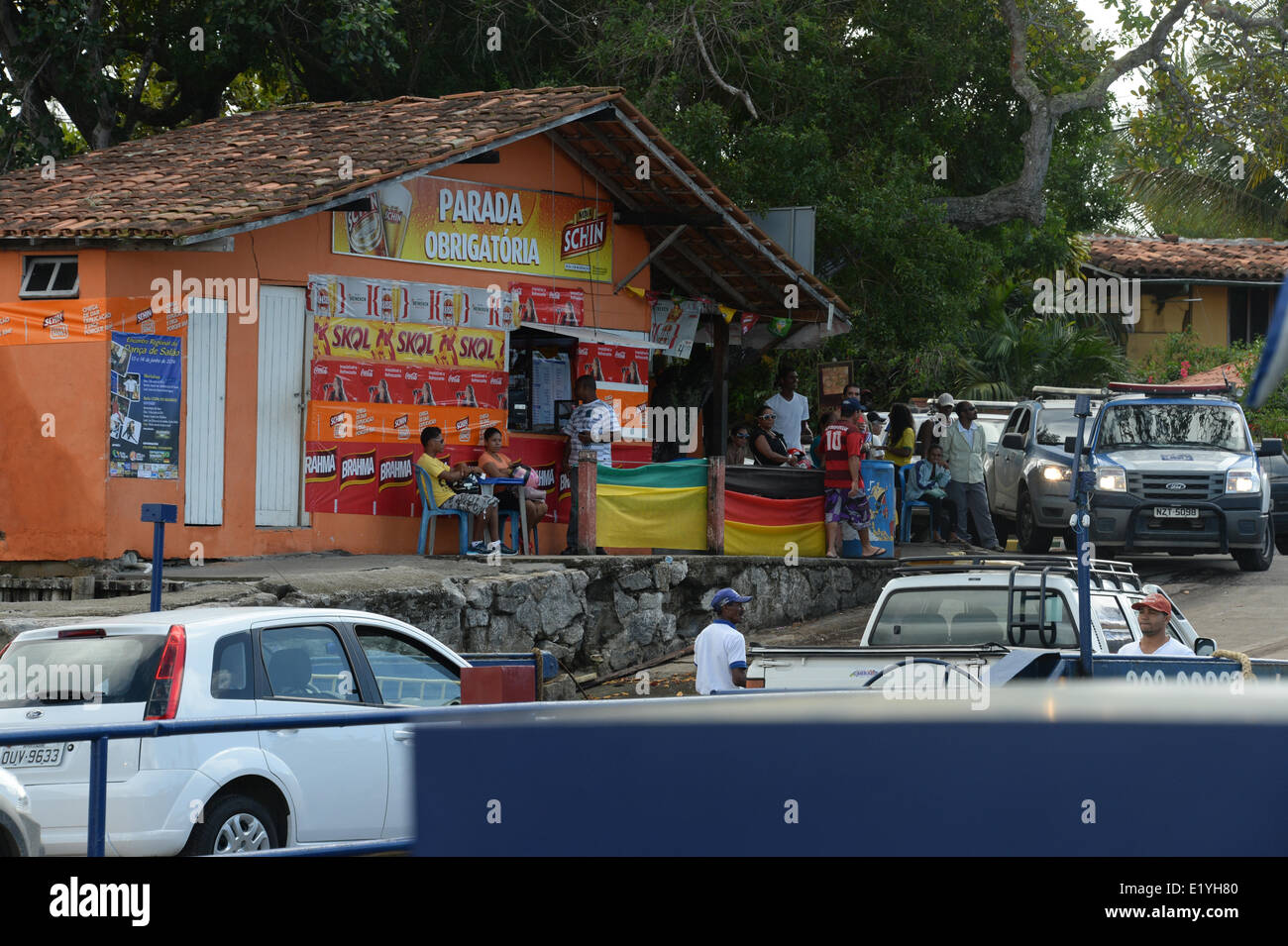 Cars leave the ferry in Santo Andre, Brazil, 11 June 2014. The FIFA World Cup will take place in Brazil from 12 June to 13 July 2014. Photo: Marcus Brandt/dpa Stock Photo