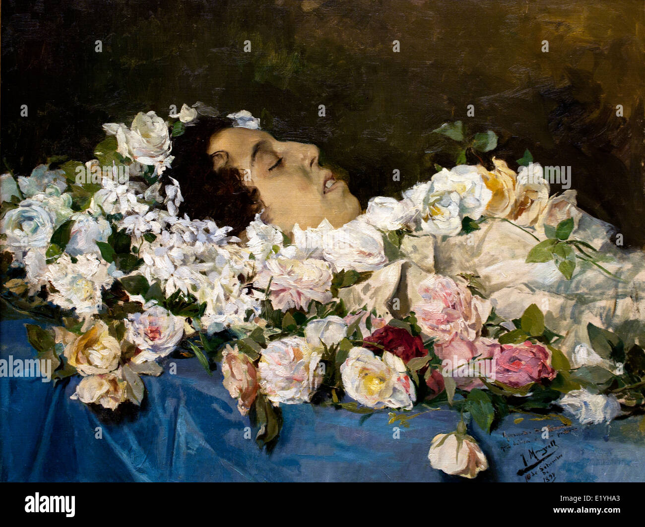 Elena Carabia Y Espert Dead Surrounded By Flowers By Jose Mongrell Torrent 1870 1937 Spain Spanish Stock Photo Alamy