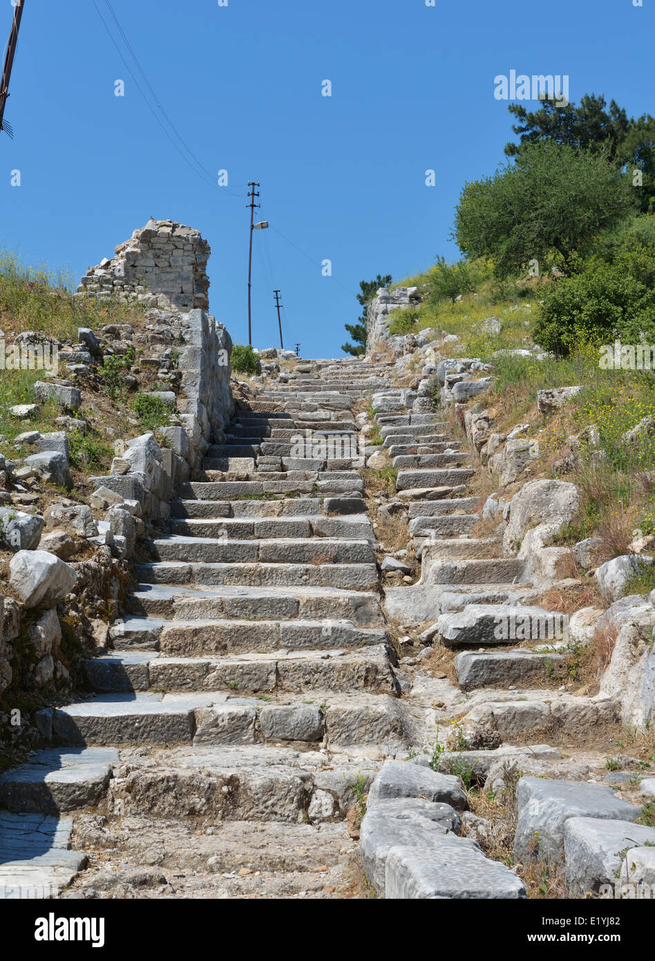 Main stairway with gutter, Priene,Turkey 140415 60657 Stock Photo