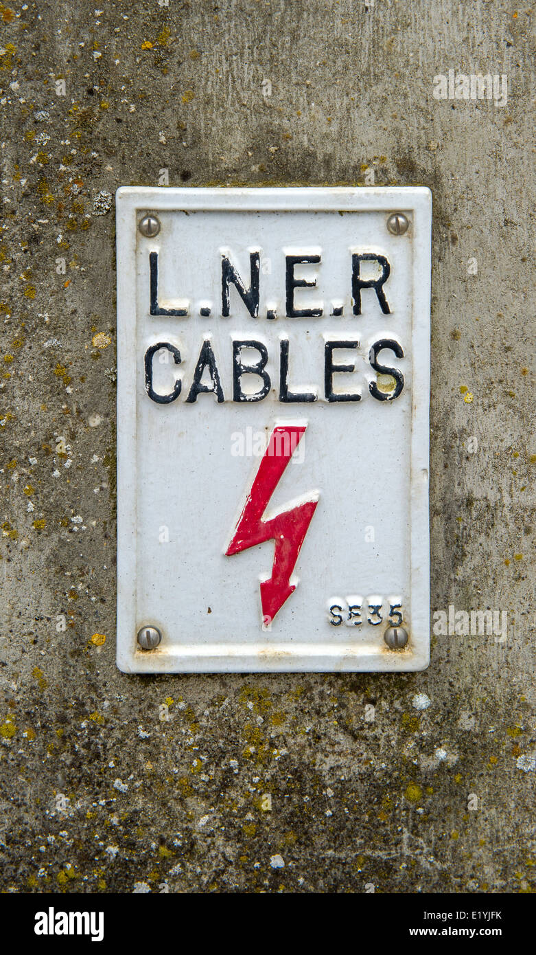 Cable Street Sign London North Eastern Railway sign of electrical cables Stock Photo - Alamy