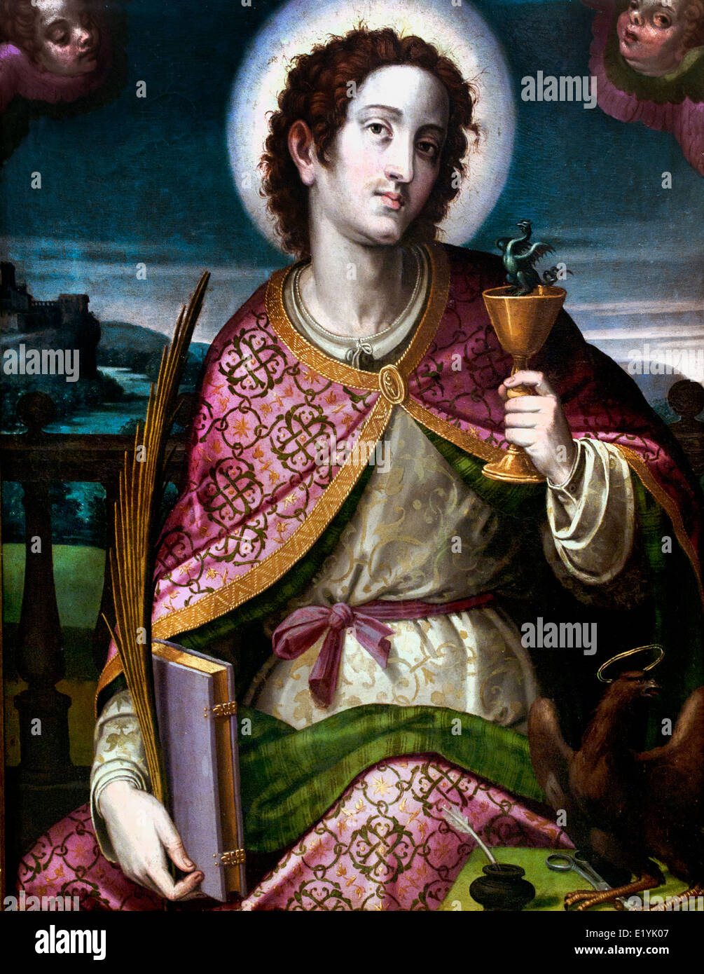 SAN JUAN EVANGELISTA  ( Saint John THE EVANGELIST) Cristobal Llorens (Bocairent 1550 - Valencia 1616) Spain Spanish Stock Photo