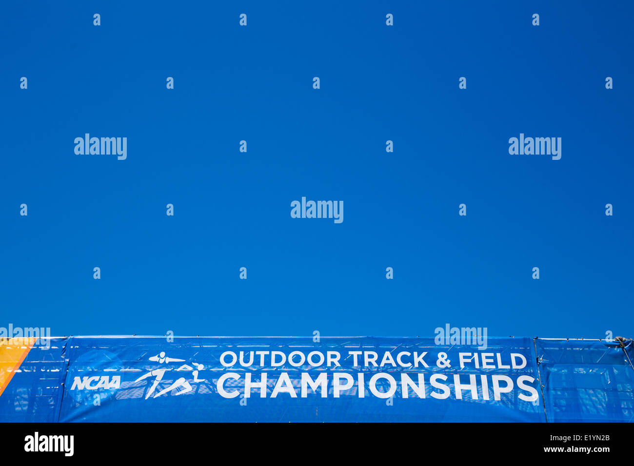 Entrance banner for the 2014 NCAA Outdoor Track and Field Championships located at Hayward Field on the University of Oregon. Stock Photo
