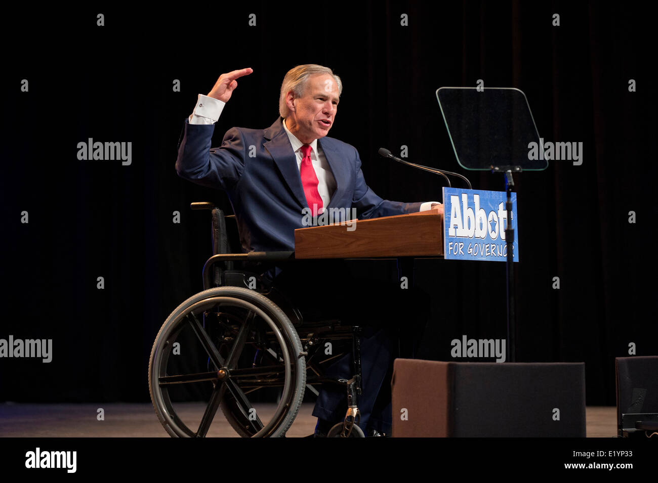 Texas Attorney General and Republican Gubernatorial nominee Greg Abbott gives speech at the Texas Republican Convention Stock Photo