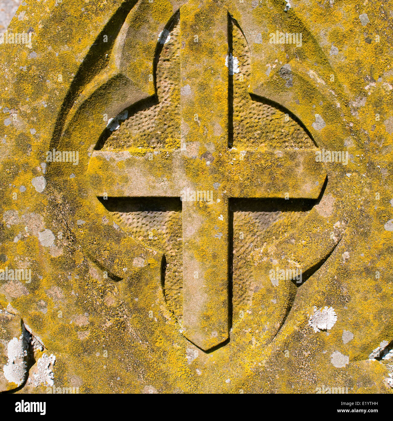 Gravestone with cross. Stock Photo