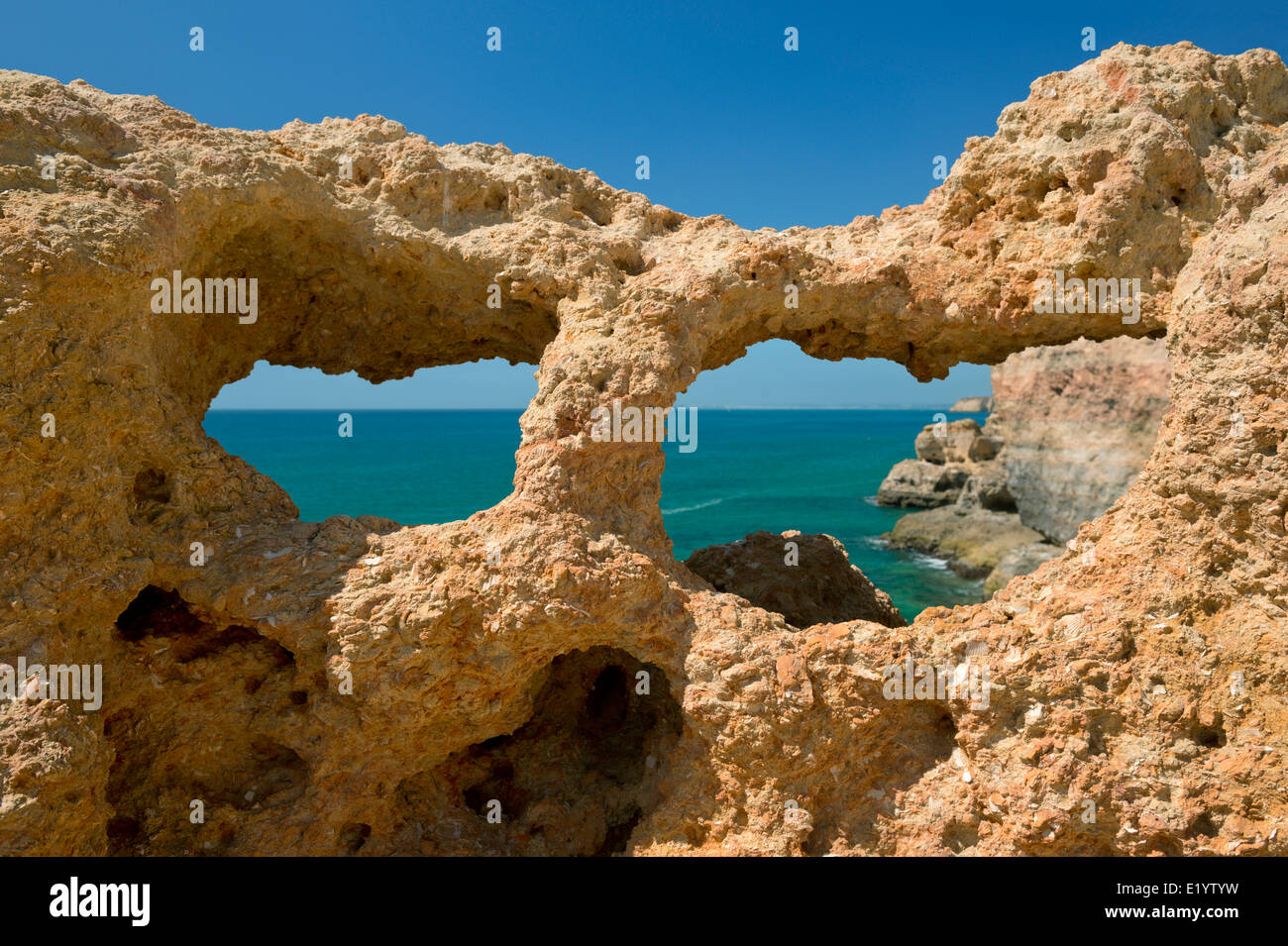 Portugal, Algarve, Carvoeiro, Algar Seco rock formations Stock Photo