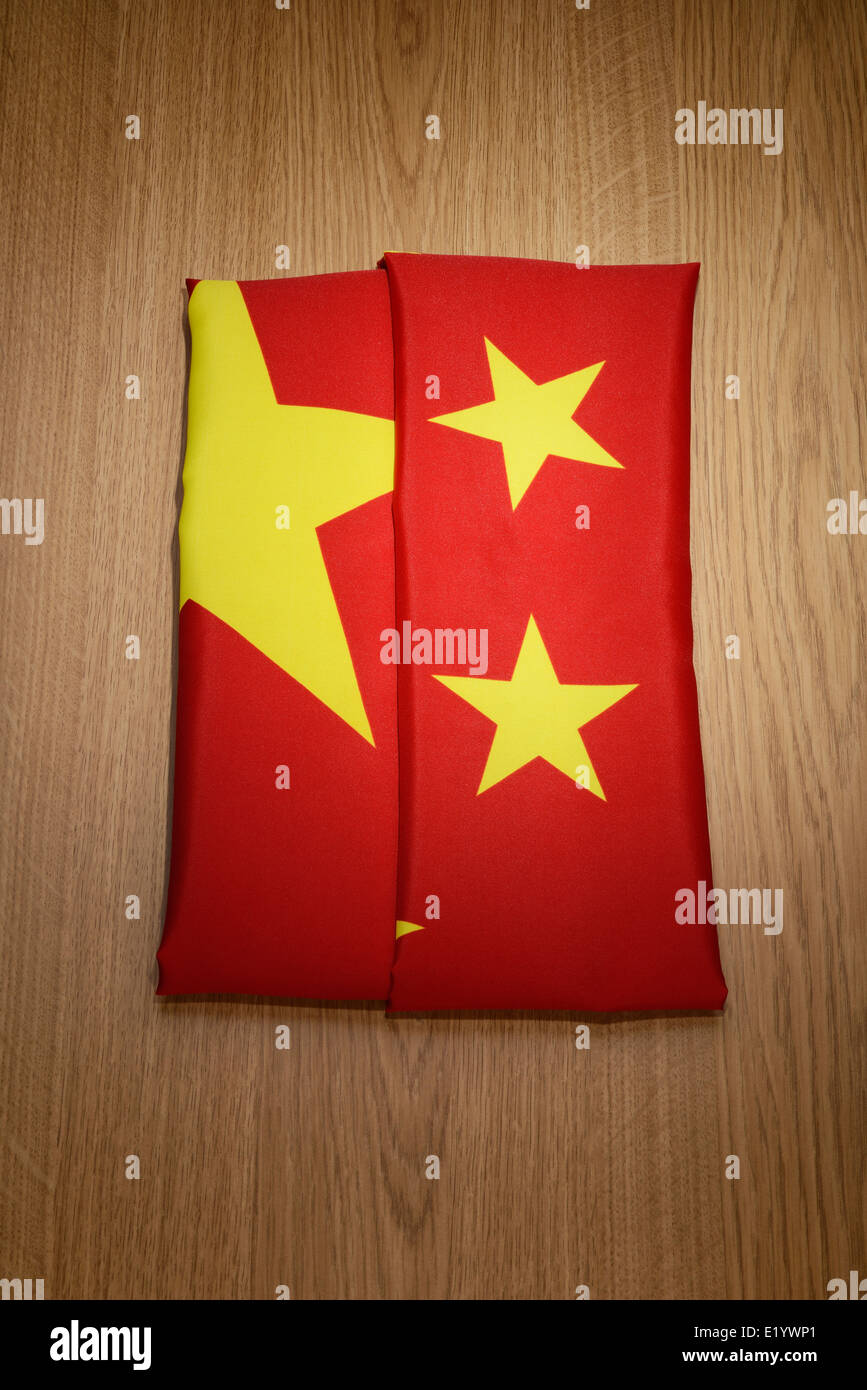 Folded China flag Stock Photo