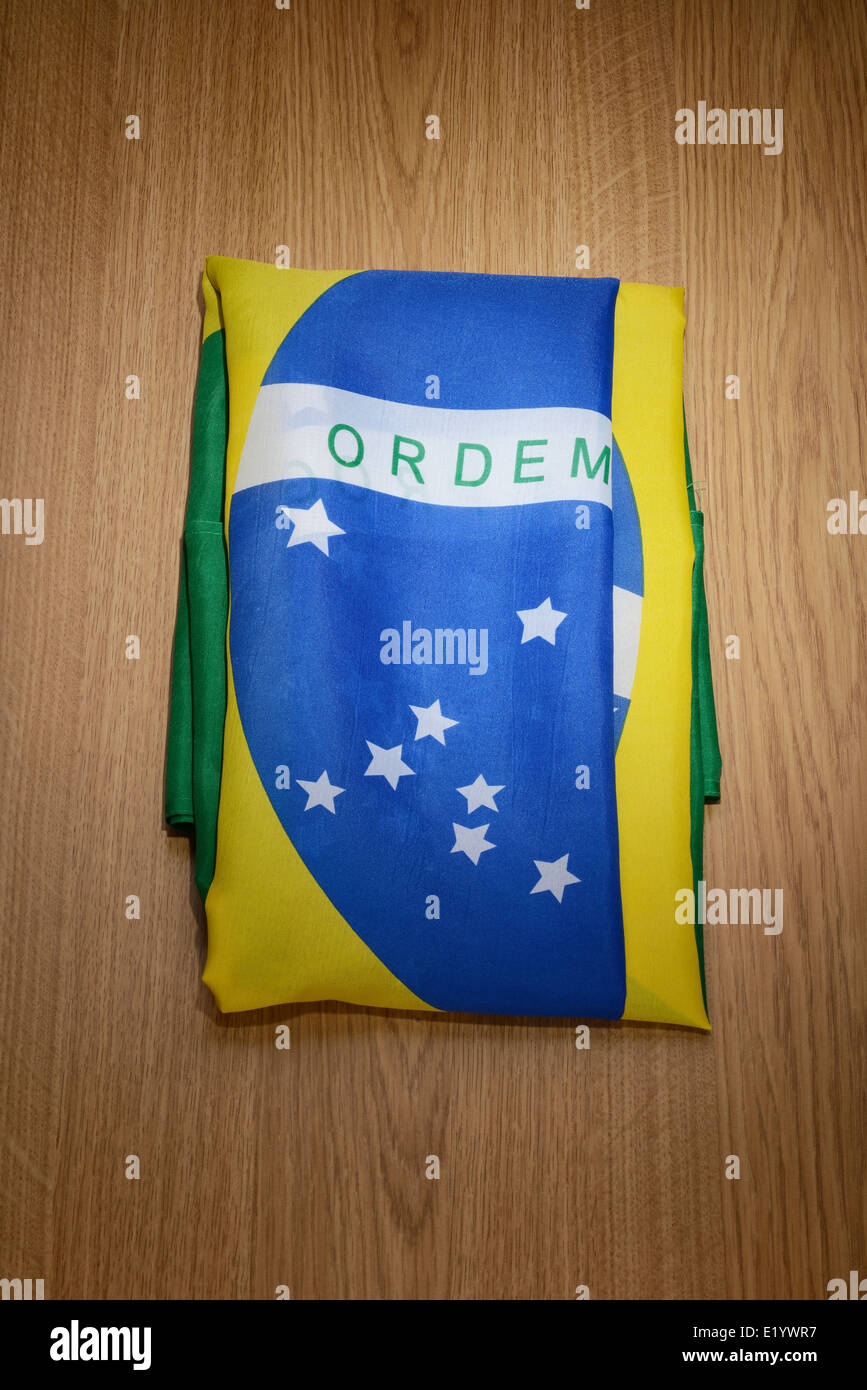 Folded Brazil flag Stock Photo