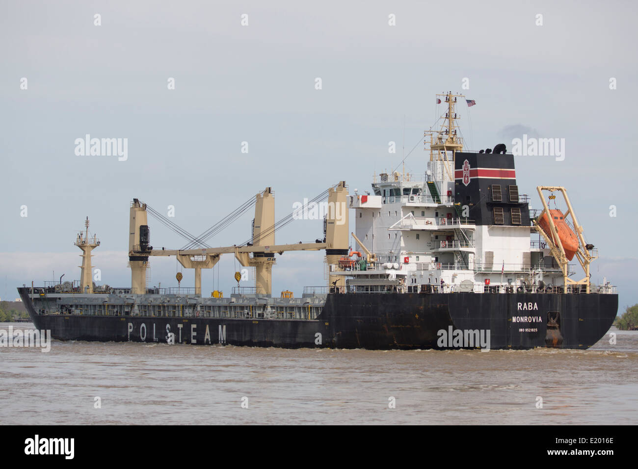 The cargo ship Polsteam in the Mississippi River seen in New Orleans. Stock Photo