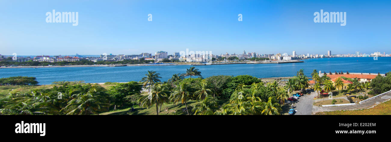 Havana Cuba panoramic from across river from above Stock Photo