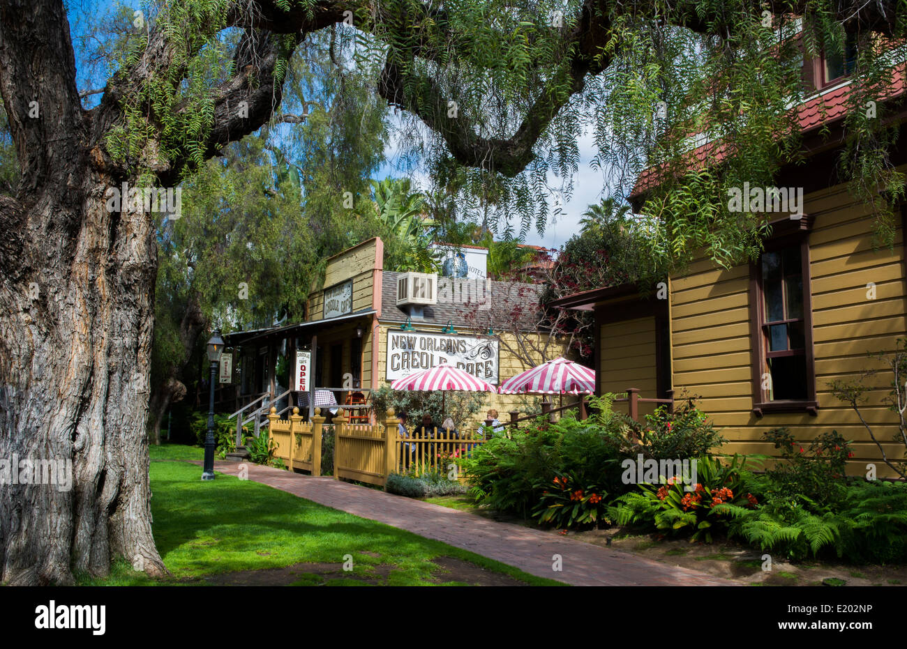 Old San Diego California shady, cajun, cool, trees, for tourists area