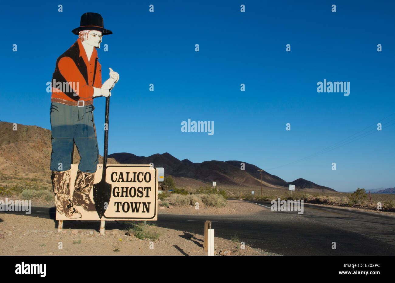 Calico Ghost Town Barstow CA California sign for tourist in old cowboy