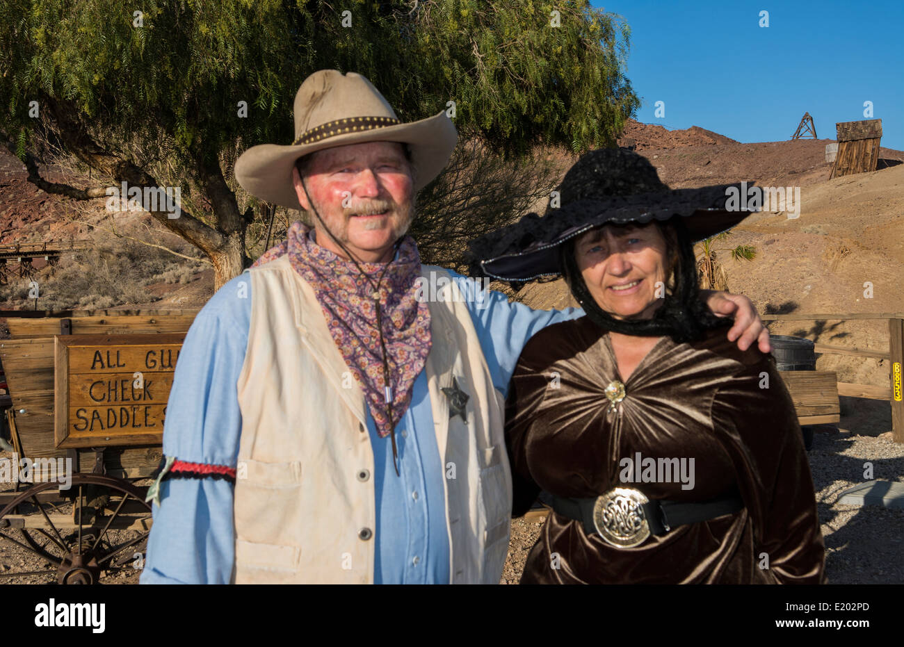 Calico Ghost Town Barstow CA California sheriff and lady in costume for