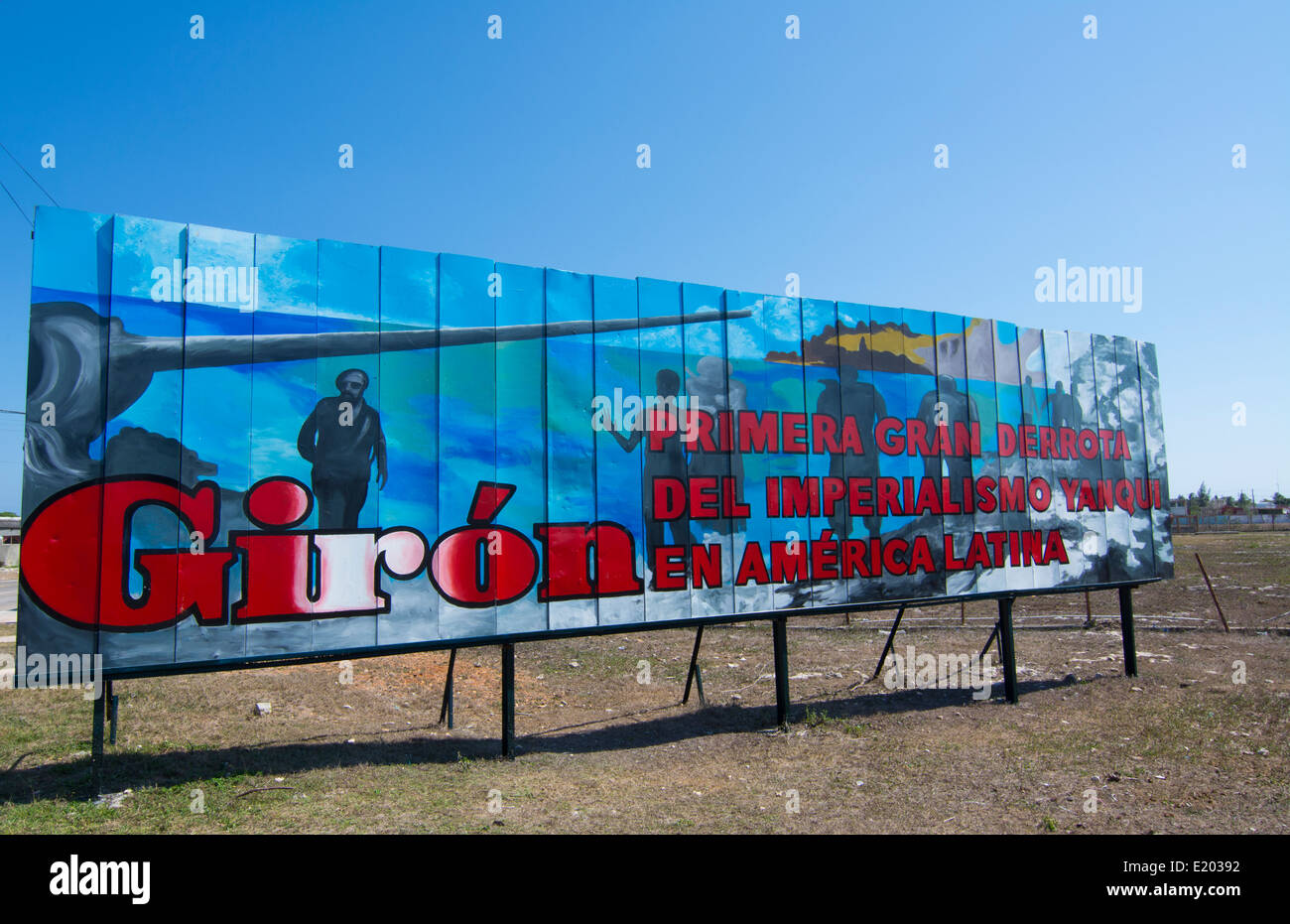 Billboard in Giron Cuba about Bay of Pigs in Spanish saying First