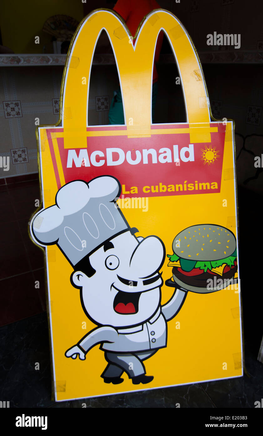Santa Clara Cuba funny McDunalds knock off restaurant of McDonalds in USa  with arches and M Stock Photo - Alamy