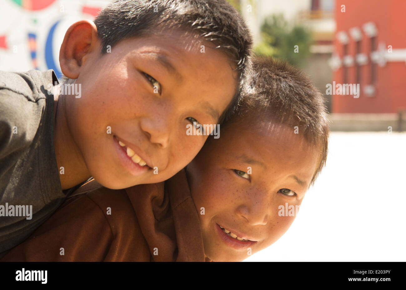 Kathmandu Nepal Nepali children aged 8 at a playground in Nayapati Eastern Kathmandu 1 Stock Photo