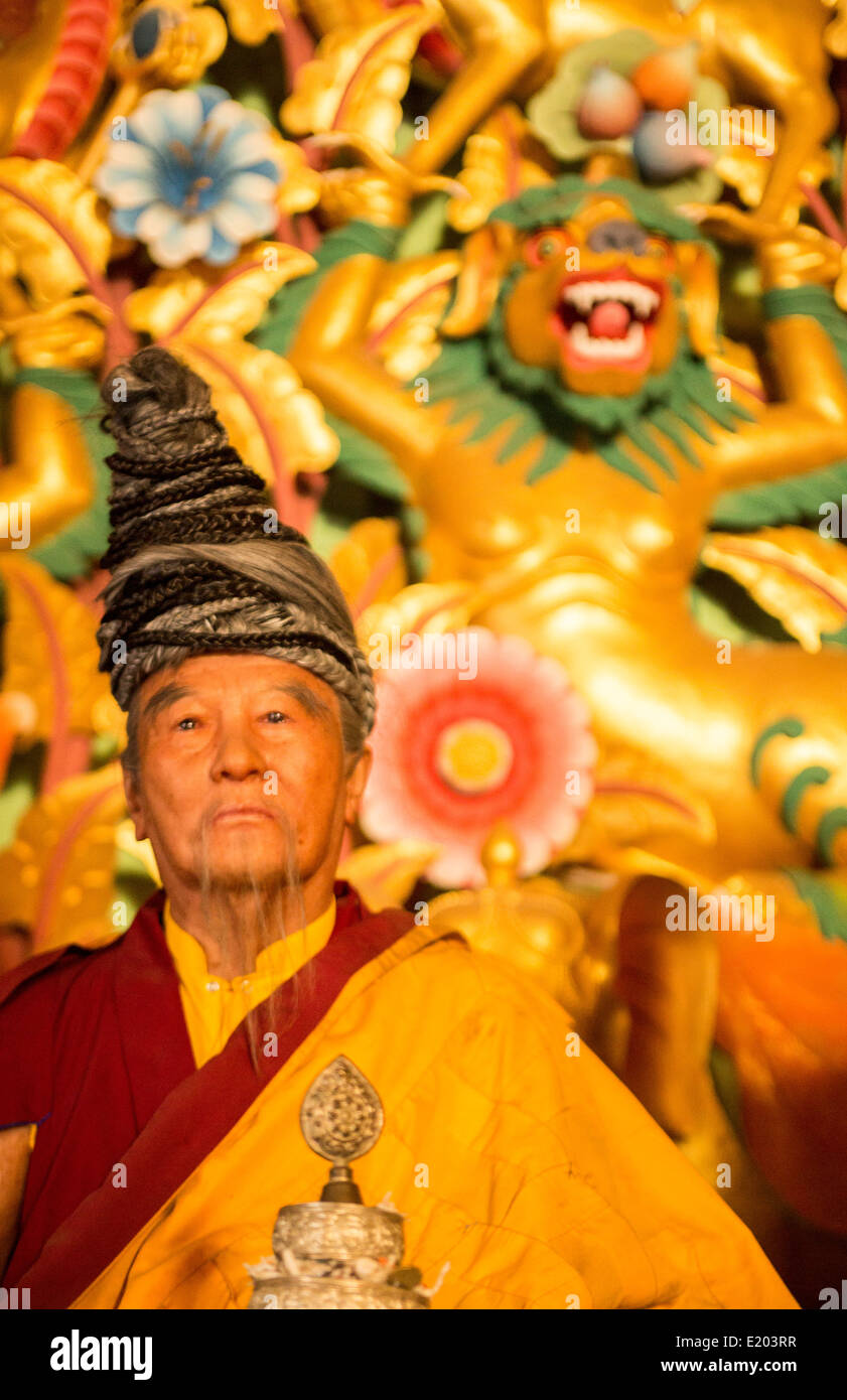 Kathmandu Nepal Wax figure of the founding llama of the Drikung Kagyu