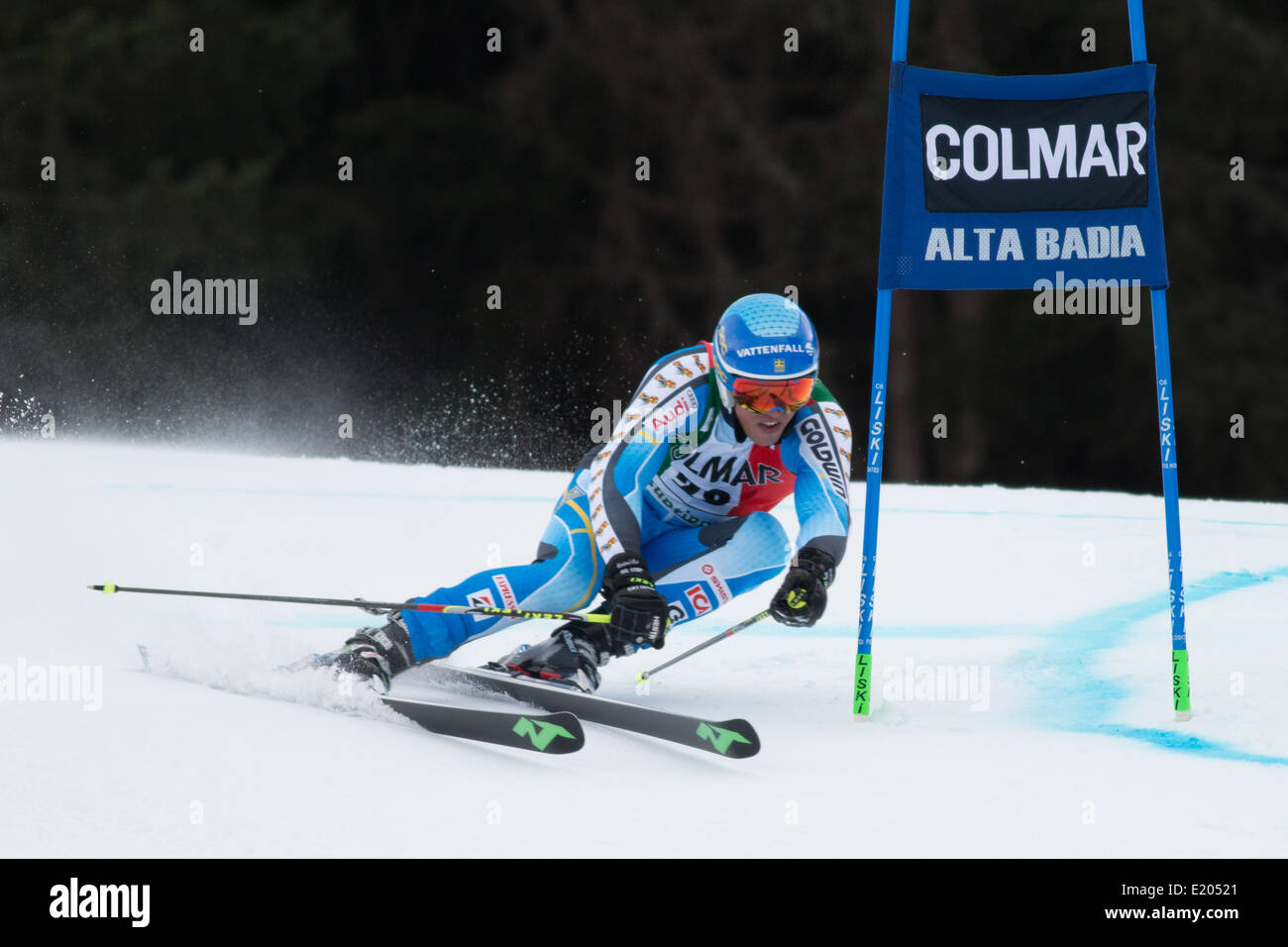 Alta Badia, ITALY 22 December 2013. MYHRER Andre (SWE) competing in the Audi FIS Alpine Skiing World Cup MEN'S GIANT SLALOM. Stock Photo