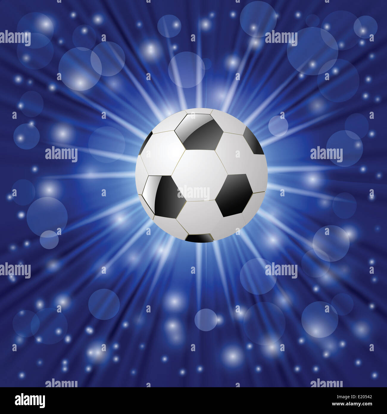 colorful illustration with soccer ball on a blue background for your