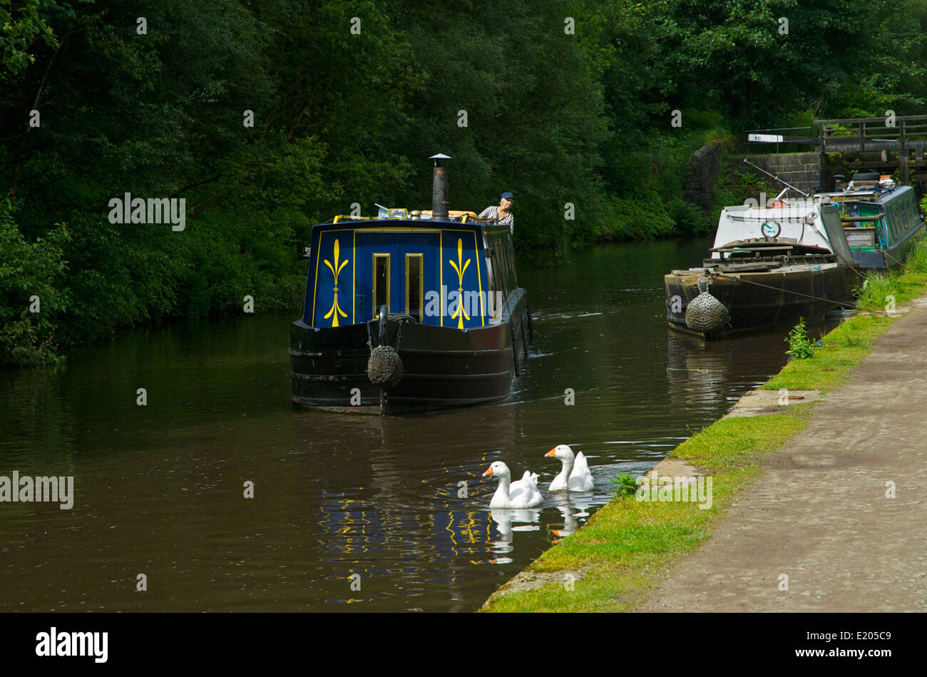Steering canal boat hi-res stock photography and images - Alamy