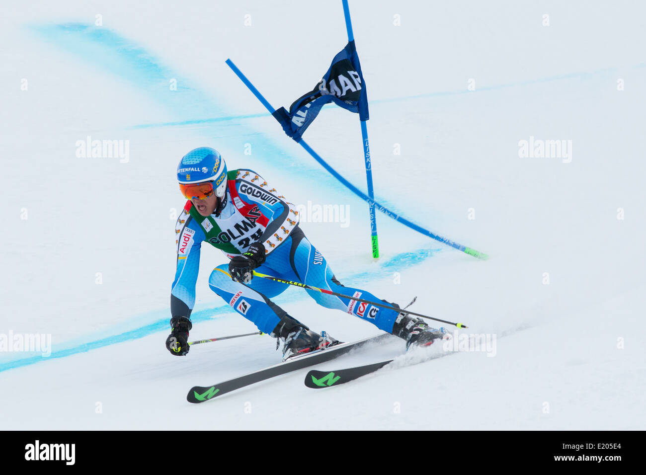 Alta Badia, ITALY 22 December 2013. MYHRER Andre (SWE) competing in the Audi FIS Alpine Skiing World Cup MEN'S GIANT SLALOM. Stock Photo