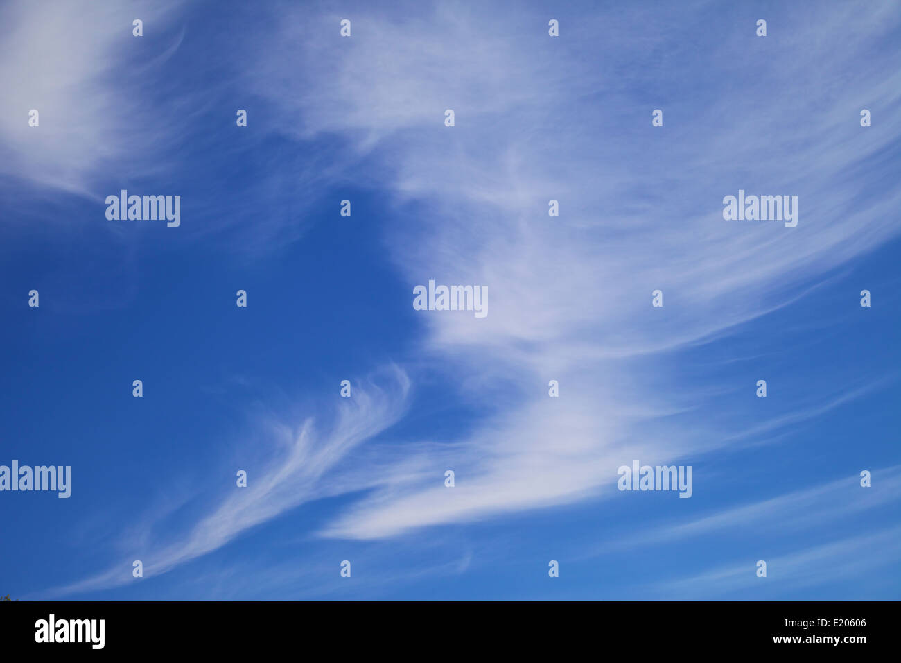 Cirrostratus clouds against a blue sky in summer Stock Photo