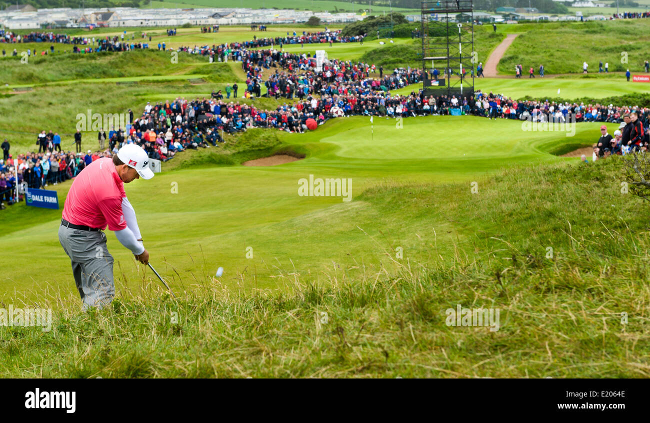 Graeme McDowell on the 17th at the Irish Open 2012 at Royal Portrush, Northern Ireland Stock Photo