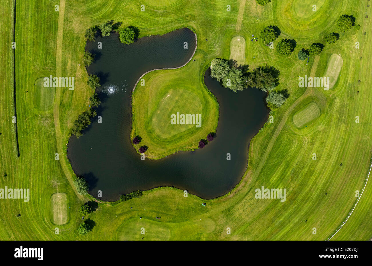 Aerial view, golf course, Golfclub Mülheim an der Ruhr Raffelberg, Mülheim an der Ruhr, Ruhr Area, North Rhine-Westphalia Stock Photo