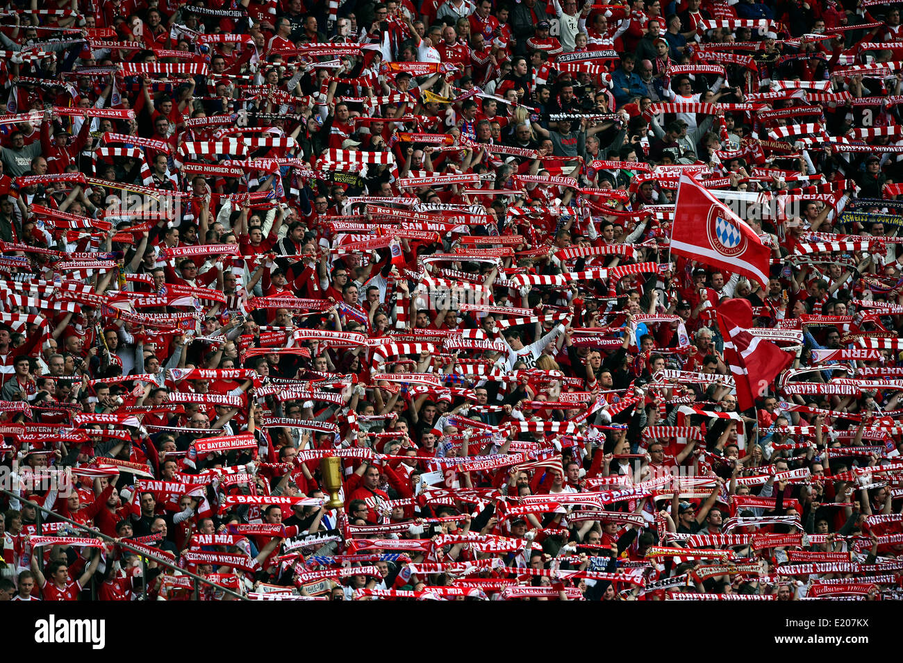Fan block, Bayern Munich, DFB Cup final, Olympiastadion, Berlin, Germany Stock Photo