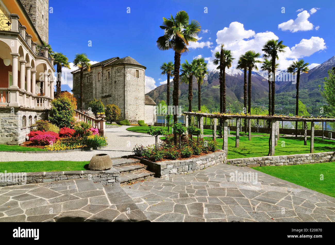 Chapel of San Quirico with park, Minusio, Ticino, Switzerland Stock Photo
