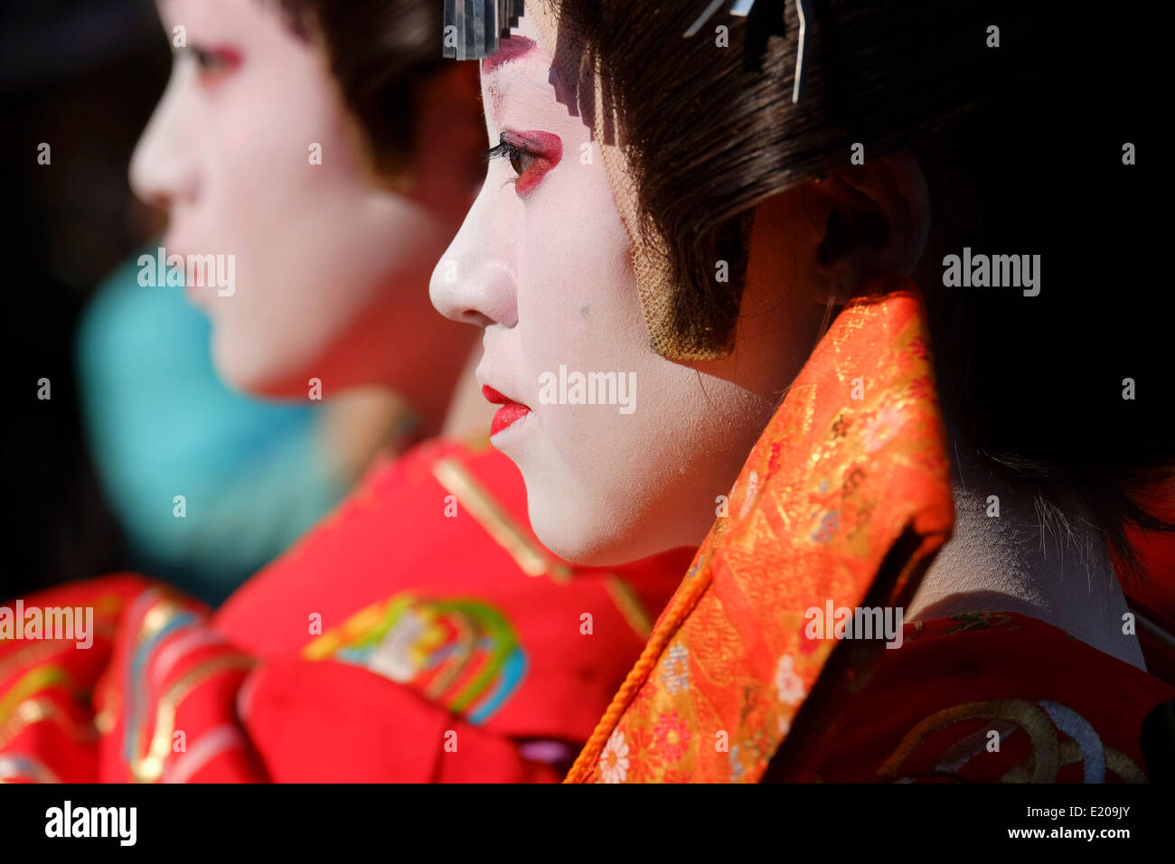 Edo Yoshiwara Oiran Dochu Parade, Ichiyo Sakura Matsuri Stock Photo