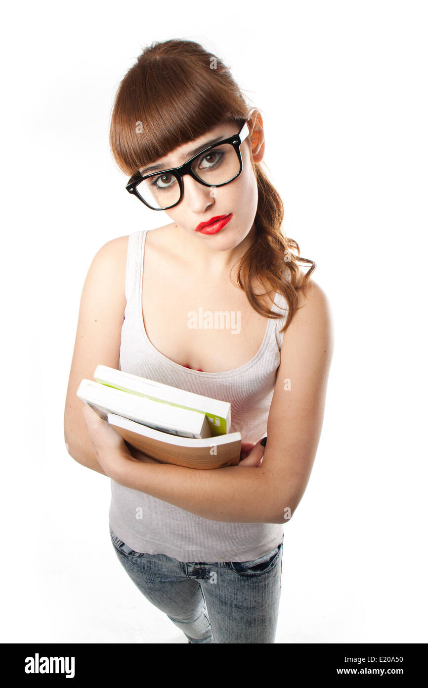 teenage student girl holding some books Stock Photo - Alamy