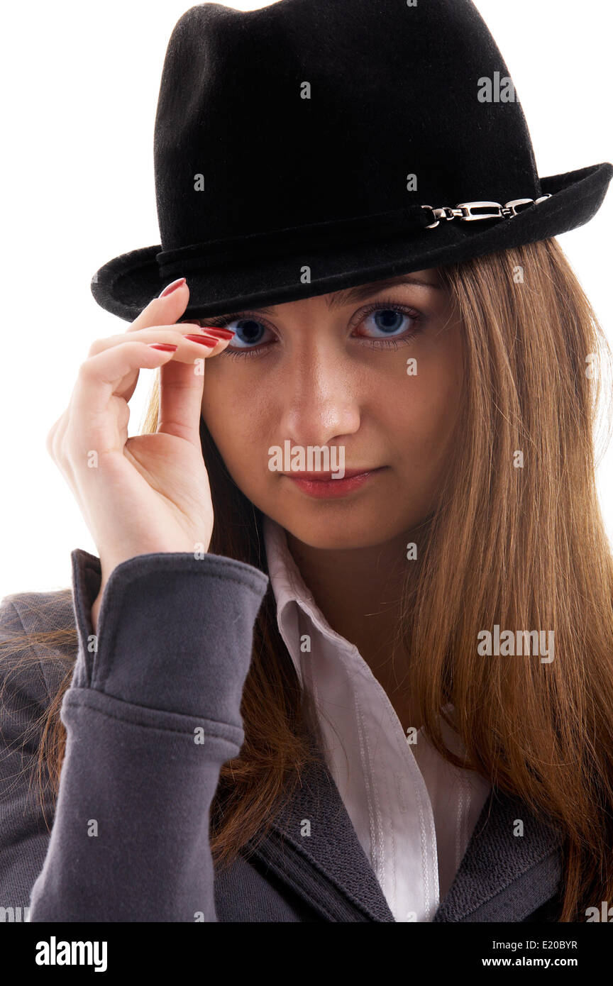 girl in black hat Stock Photo - Alamy