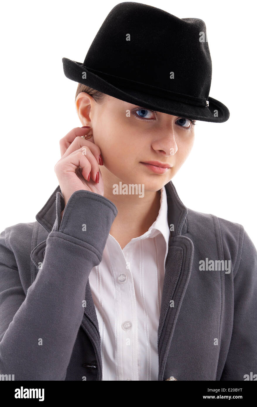 girl in black hat Stock Photo - Alamy